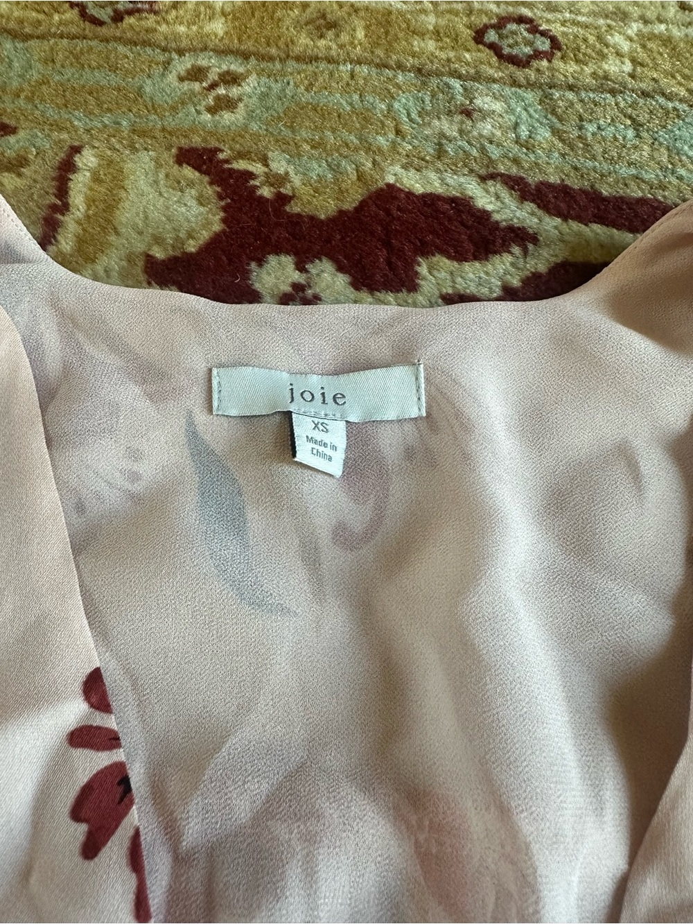 Joie Cream Floral Wrap Peplum Top with Pink, Blue & Mustard Print - Picture 4 of 5